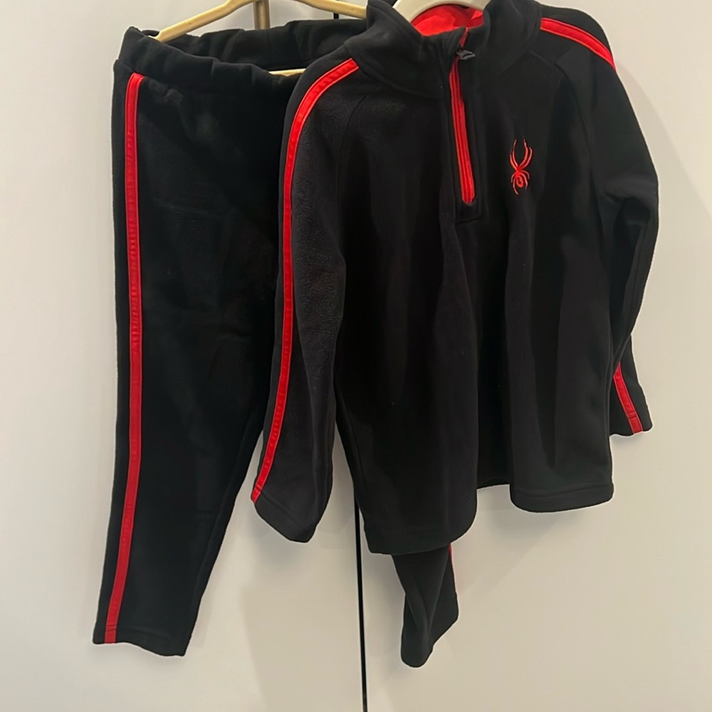 Spyder kids xs Sweater 160 Fleece 1/4 Zip Jacket and matching pants.